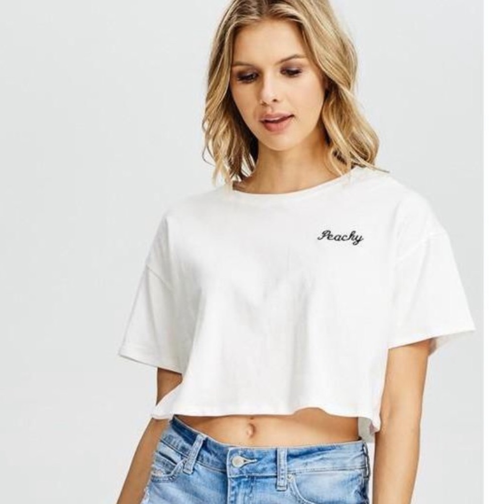 Peachy White Crop Top